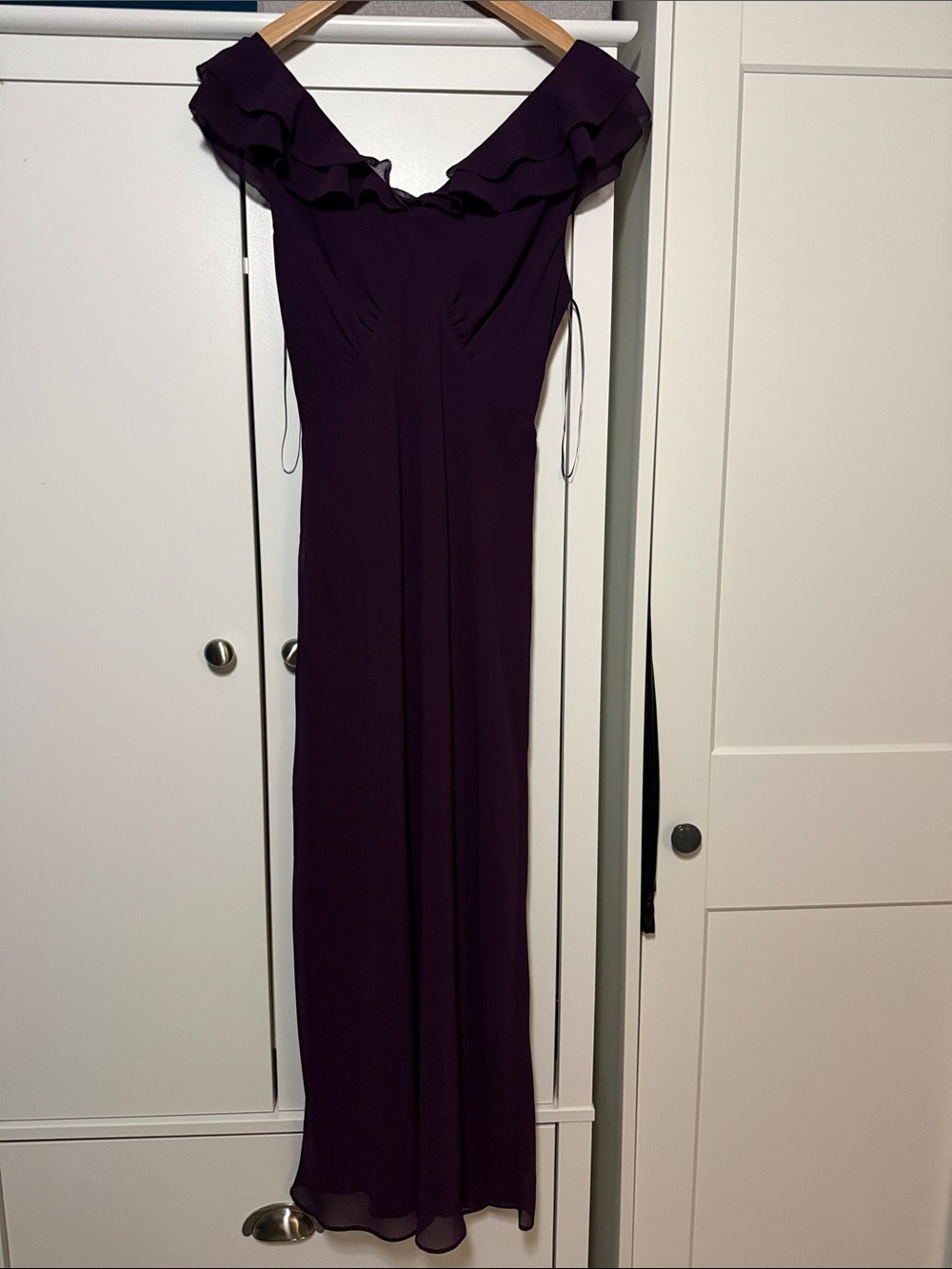 Banana Republic Plum Off-Shoulder Ruffle Maxi Dress